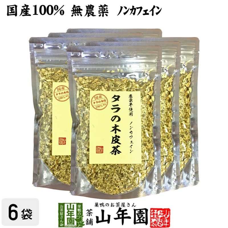 【国産 無農薬 100%】タラの木皮茶 100g×6袋セット 南九州産 ノンカフェイン