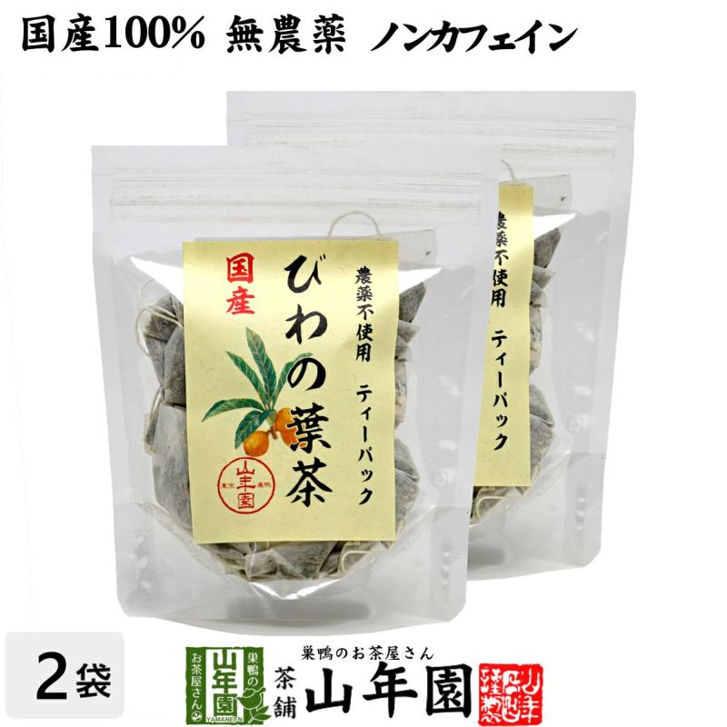 国産100% びわ茶 びわの葉茶 ティーパック 1.5g×20パック×2袋セット 宮崎産 鹿児島県産 無農薬 ノンカフェイン