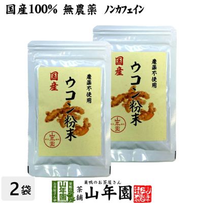 【国産 無農薬 100%】ウコン 粉末 30g×2袋セット パウダー 秋ウコン 山梨県産 ノンカフェイン